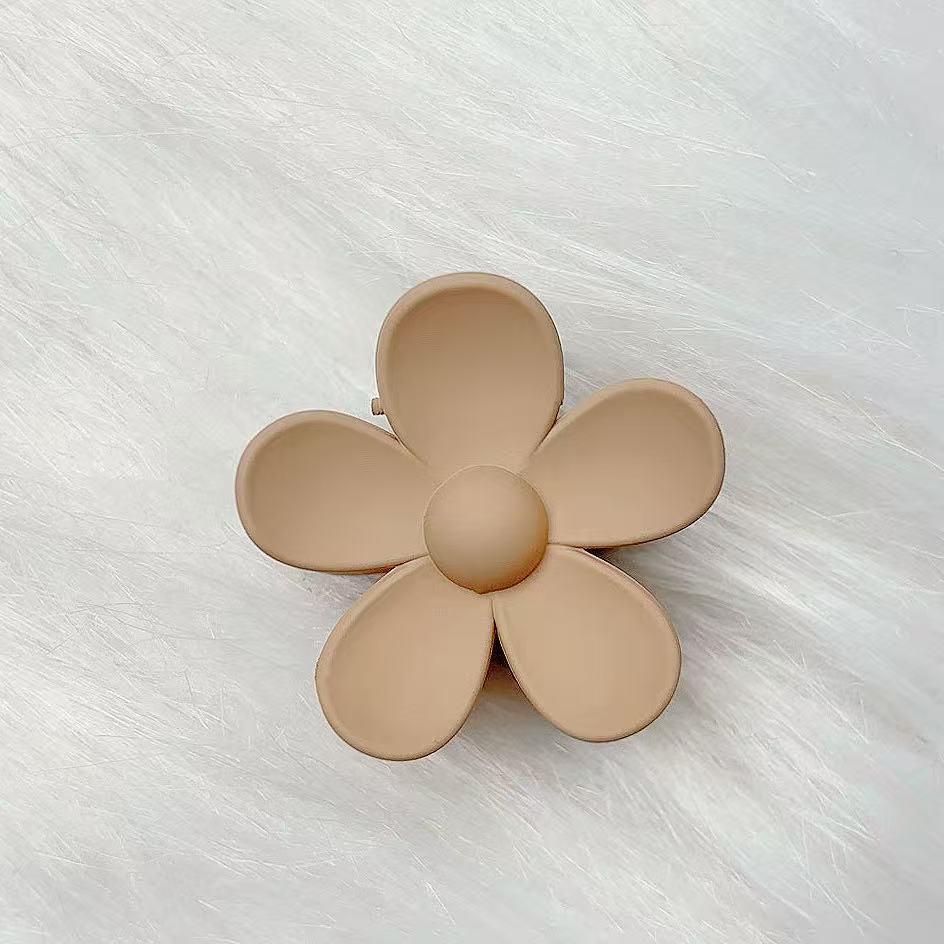 Milk Coffee Flower Claw Hair Clip - Five-Petal Cute Updo & Ponytail Accessory