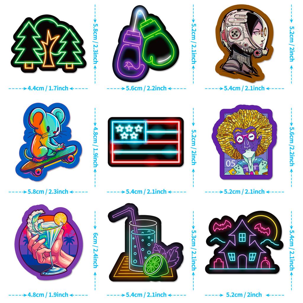 50 Neon Creative DIY Graffiti Stickers Waterproof Personal Decorative Luggage Colorful Cartoon Stickers