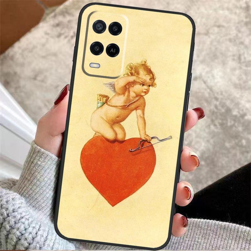 Angel Cupid Art Paint Case For Oppo A57 A17 A77 A40 A78 A54 A74 A94 A76 A16 A96 A18 A60 A80 A38 A58 A98 A15 A5 Pro