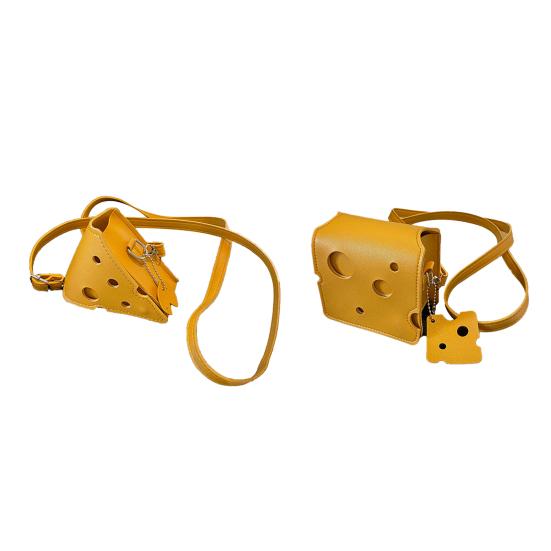 Bolso Bandolera de Bloque de Queso Lindo Triángulo Cuadrado Cartera de Queso Bolso Pequeño Bandolera con Correa Ajustable para Monedas Llaves Pintalabios