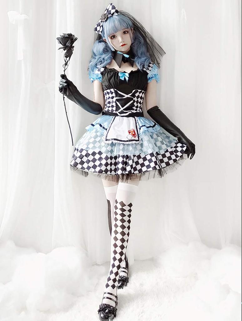 Milky Time Alice In Wonderland Halloween Adult Cosplay Costume, Gothic Lolita Maid Outfit, Women's Dark Alice