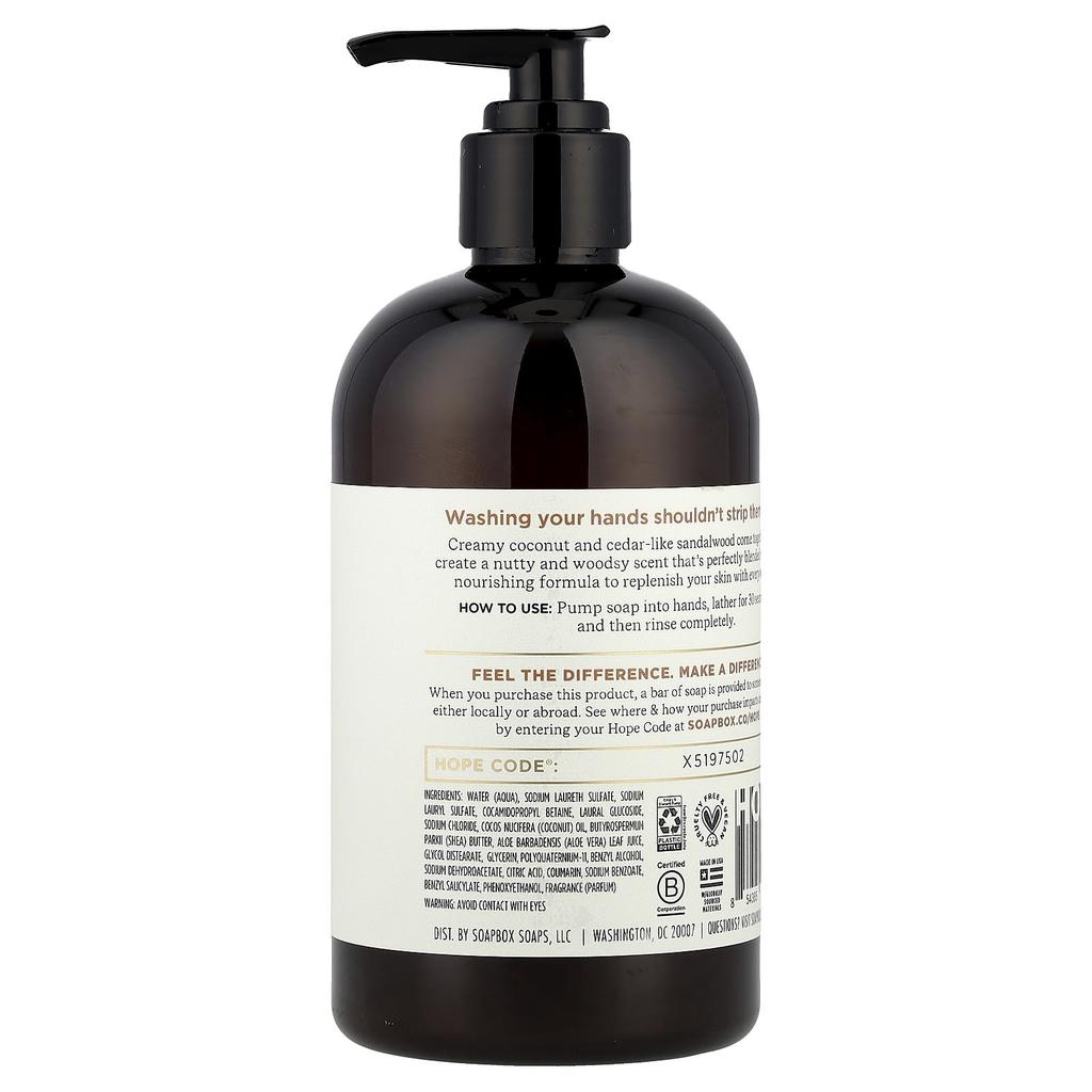 Liquid Hand Soap, with Aloe and Shea Butter, Coconut Milk and Sandalwood, 354 Ml (12 Fl Oz)
