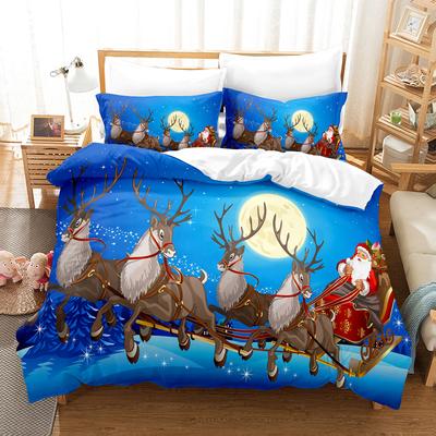3D Digitaldruck Dreiteiliges Set, Weihnachtsmann 3D Druck Bettwäscheset
