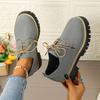 2025 Women's New Lace-up Loafers Autumn and Winter Popular Single Shoes Women's Fashion Platform Round Head Women's Shoes 2025