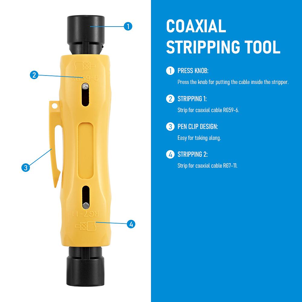 

Портативный инструмент для зачистки коаксиального кабеля Pen RG6 RG7 RG11 RG59, простой инструмент для зачистки проводов 5-7, хорошие инструменты для монтажа