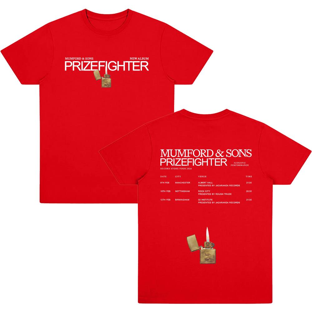 

Mumford & Sons Record Store Tour 2026 T Shirts Rock Band Prizefighter Album New T-shirts Summer Cotton Men Women Streetwear Tees XXL червоний