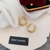 European Cable Knit Texture Gold Plated Titanium Steel Stud Earrings for Women - Chic Cold Style Fashion Accessory