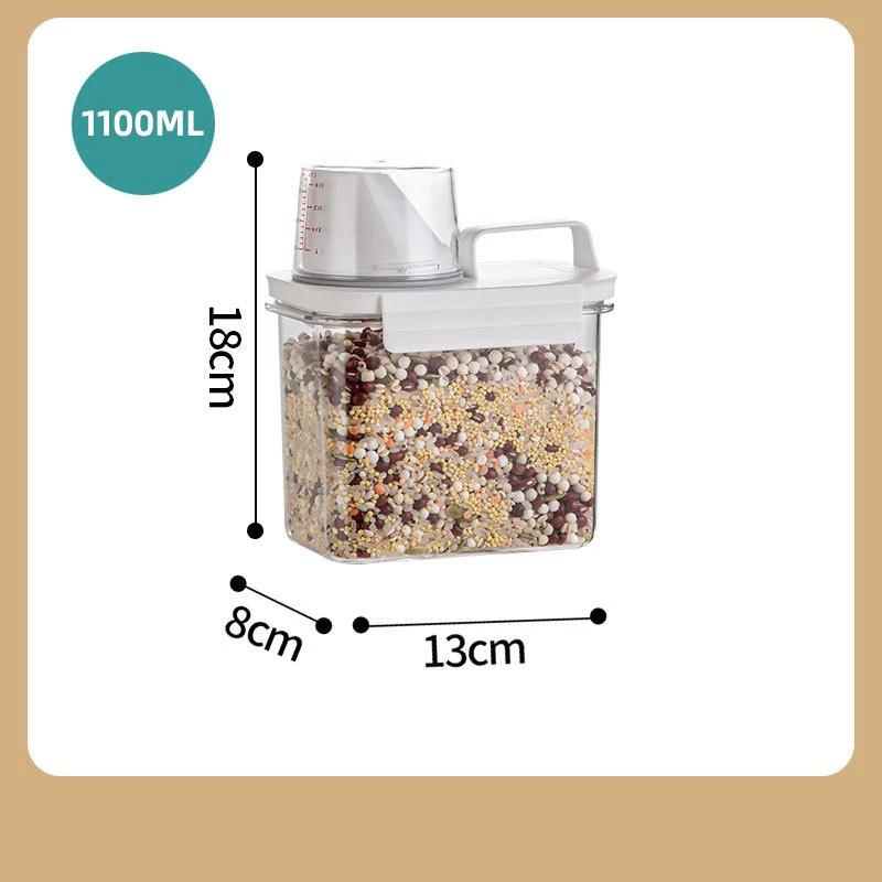 

Герметичное ведро для риса с защитой от насекомых и зерновых с мерным стаканом, прозрачный вращающийся пищевой влагостойкий резервуар, кухонный ящик для хранения