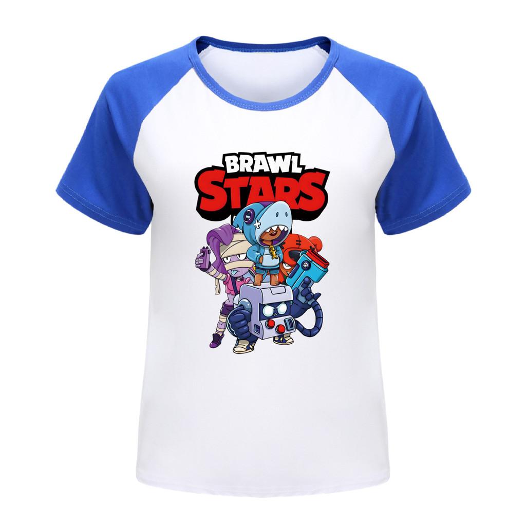 

4093 Детская футболка с принтом Brawl Stars, реглан, короткий рукав 100cm синий