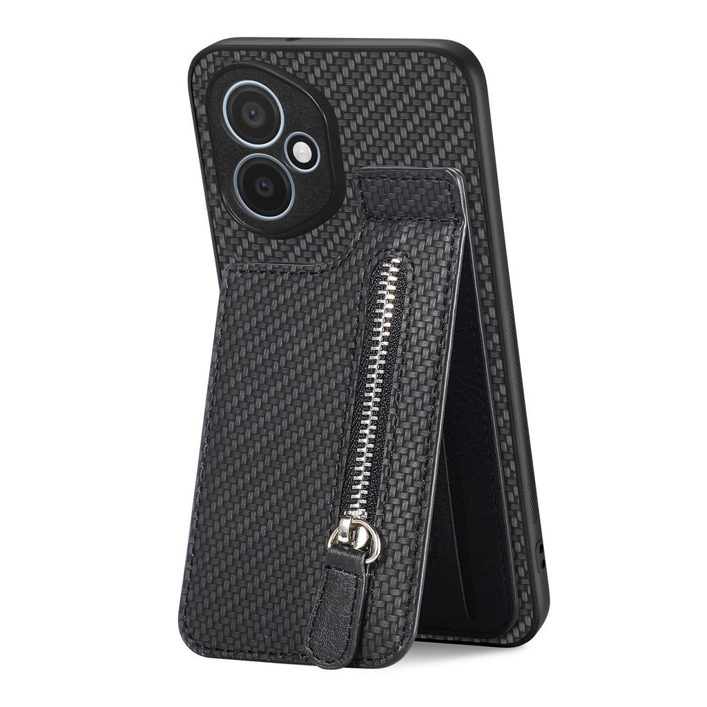 Pro Honor 400 5G (Globální) Kožené pouzdro Zadní kryt na telefon se zipovou kapsou na karty a stojánkem