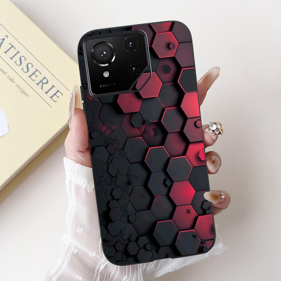 For Asus Rog Phone 9 Pro 5G Case Popular Flower Cartoon Soft Black Silicone Shockproof Cover For Asus Rog Phone 9 FE Phone9 Capa