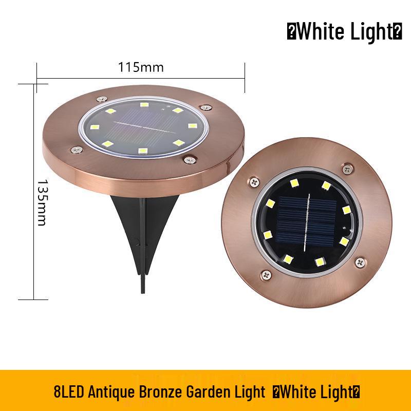 Antique Bronze Solar 8-LED In-Ground Waterproof Garden Light Solar Courtyard Light