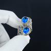 Blue Topaz Adjustable 925 Sterling Silver Ring - Fits US Sizes 6 To 10 - Blue Topaz Antique Handmade Boho Jewelry for Women & Men, Valentine Gifts