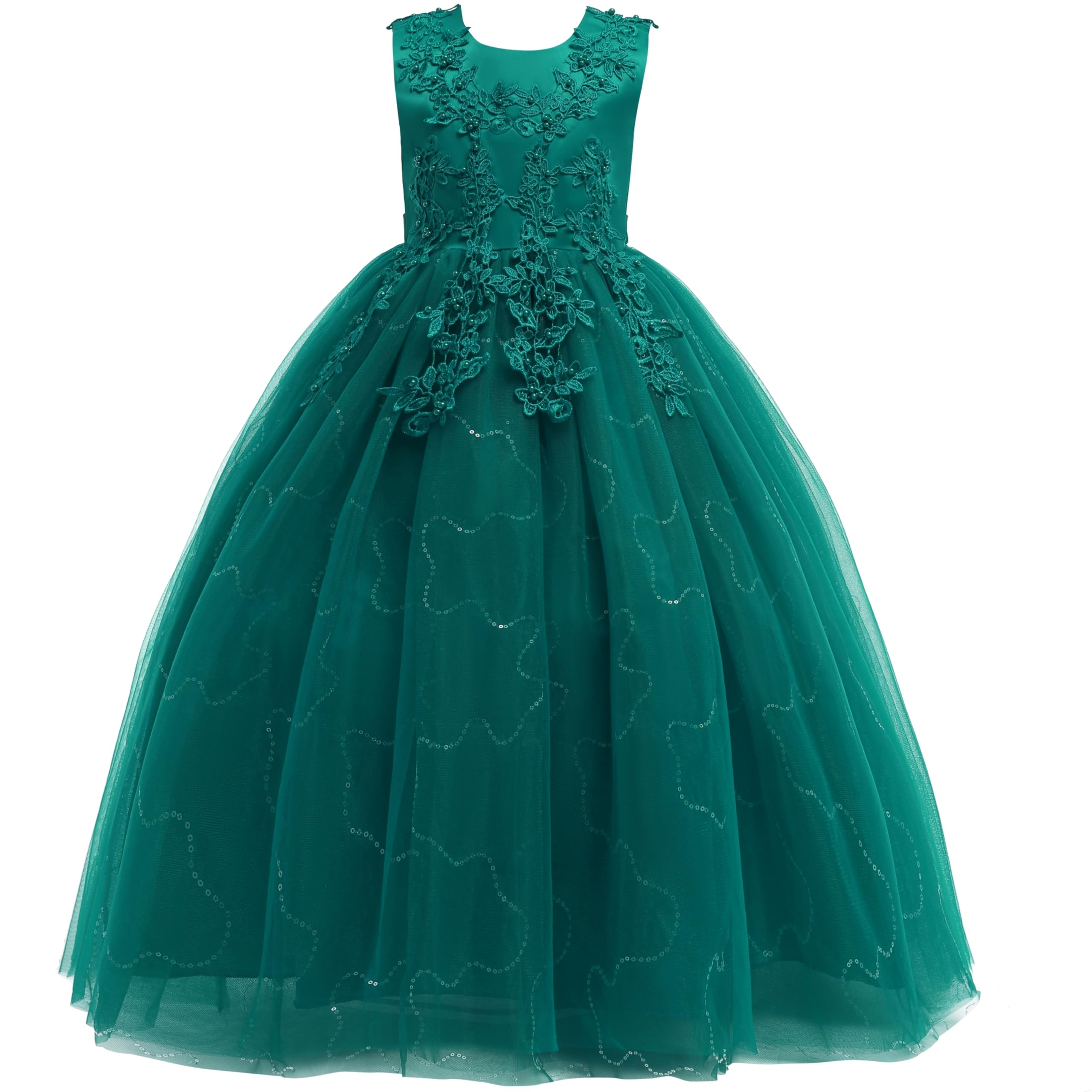 

Weileenice Green Size Long Perfect for Piano Size Sequin Embroidered Formal Dress Children s Dress, 130, Girls Dress, Green, Recitals, 125, Dress,
