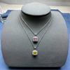 Náhrdelník čtvercový set kulatý 7 mm žlutý diamantový náhrdelník Dámský řetízek na klíční kost ze stříbra 925