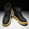 Men's High Top Boots Fashion Leather Casual Boots Classic Lace Up Men's Ankle Boots Non Slip Platform Booties Botas Para Hombre