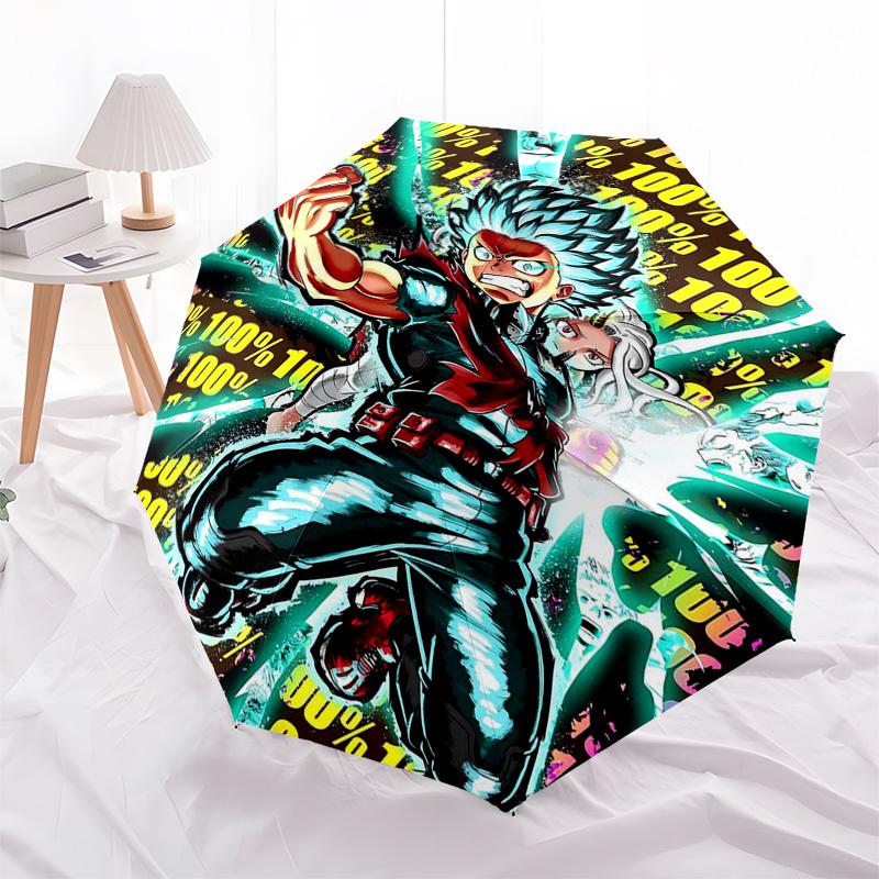 1pc My Hero Academia Boku No Hero Academia Izuku Midoriya Katsuki Bakugo Outdoor Umbrella Automatic Opening and Closing Portable Three-Fold Design 8 B