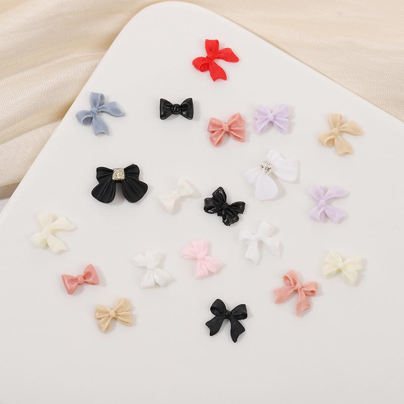 50Pcs Ribbon Resin Bow Nail Charm Parts 3D  Nail Art Decoration Accessories Supplies For Diy Korean Manicure Design