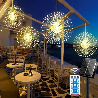 Hanging Solar Smoke Light, 240/360/480 LED Star Burst Light, Outdoor Waterproof, 8 Mode  Fairy Light, Eaves Garden Tree Christmas Decorative Light
