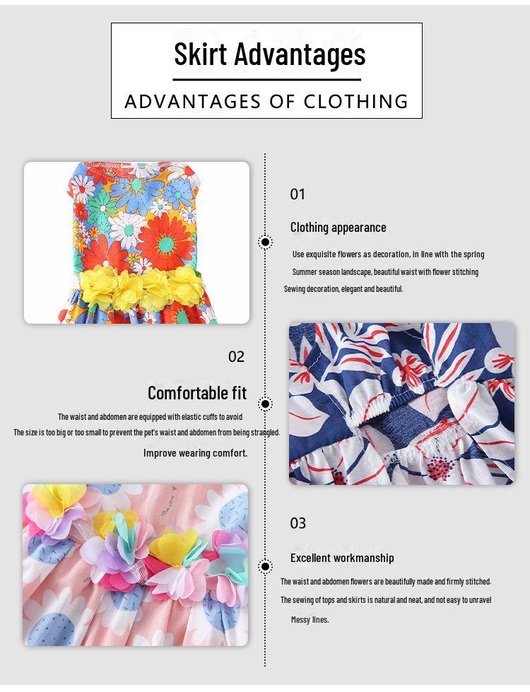 Summer Floral Mesh Dog Dress - Sunflower Skirt for Pets