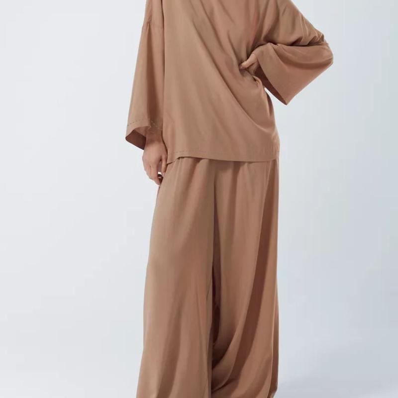 

Women s Large Size Solid Color Minimalist Style Lazy Casual Loose Top and Trousers Two-piece Suit for Girls Clothes 2XL хакі