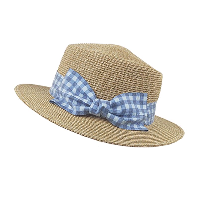 

Маленькая свежая и милая клетчатая шляпа из соломы с бантом, детская летняя дорожная солнцезащитная шляпа от солнца, литературная шляпа-цилиндр, модная Adult adjustable (55-58cm)