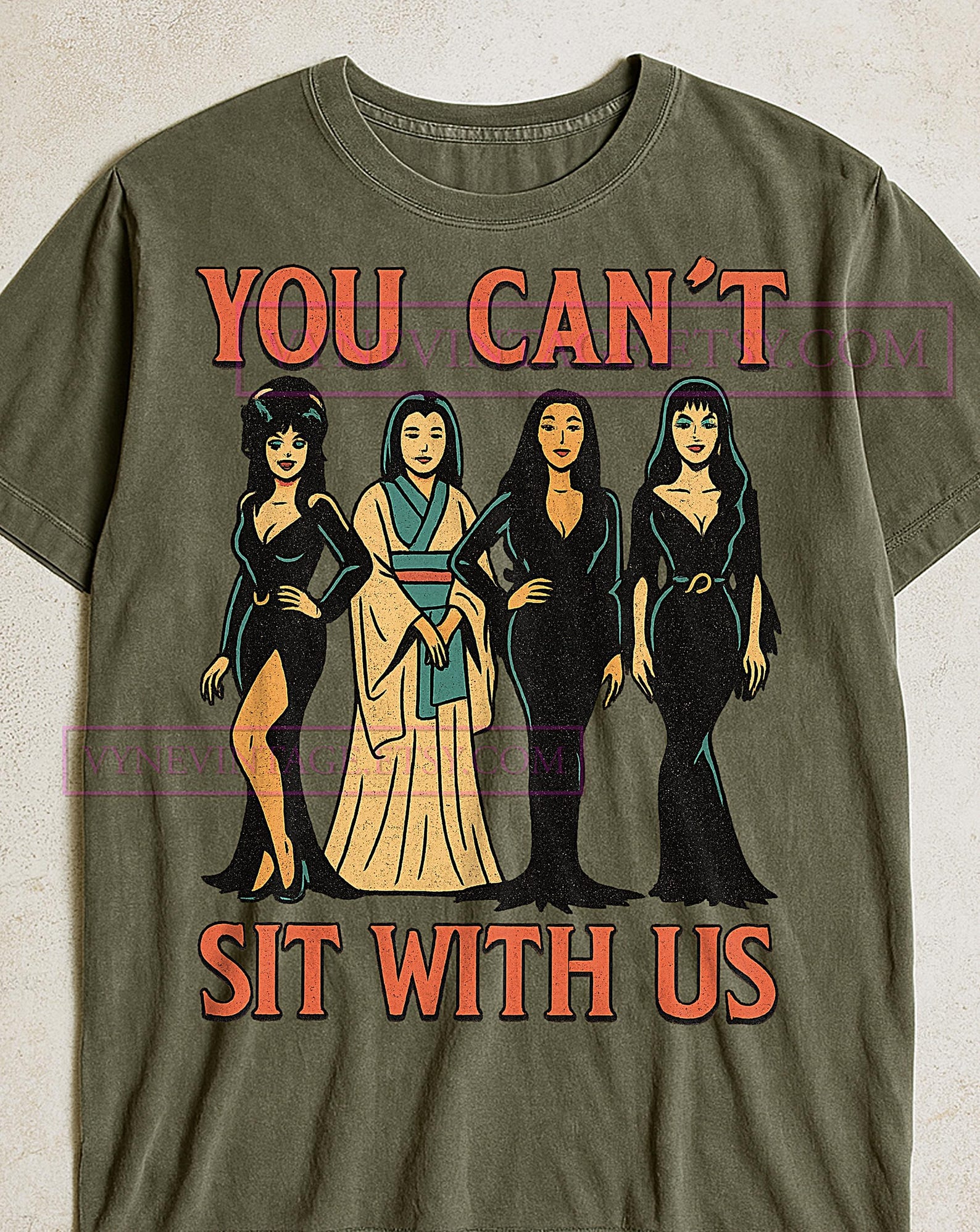 You Can t Sit With Us T-Shirt, Vintage Retro Cartoon Graphic Tee, Funny Quote Shirt, Humorous Sarcastic Tee M