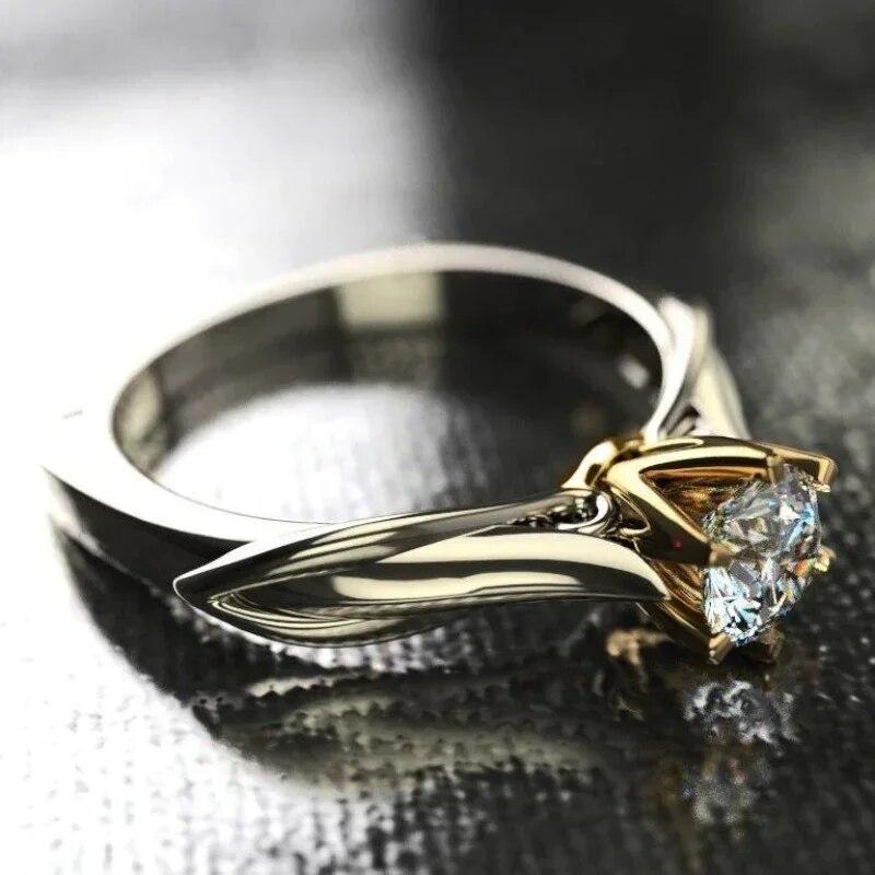 2024 New Personalized Bicolor Women's Wedding Ring Luxurious Paving Cubic Zirconia Proposal  Fashion Jewelry Wholesale