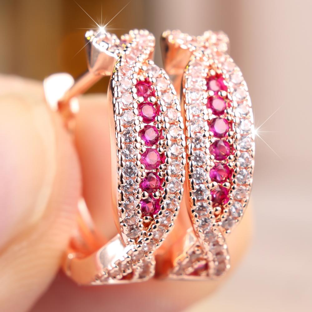 Brilliant Four Color Option Zircon Cross Twisted Hoop Earrings for Women Daily Wear and Party