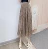 Spring 2026 Velvet Polka Dot Mesh High-Waisted Midi Skirt