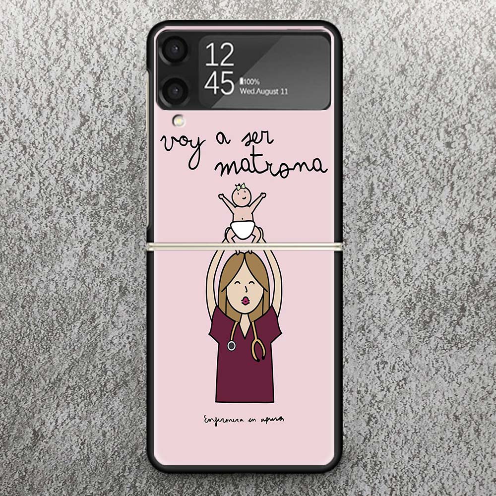 Funny Medicine Nurse Doctor Print Case For Samsung Galaxy Z Flip 3 4 5 6 7 5G Phone Shell Flip7 Flip6 Flip5 Flip4 Flip3 Pattern