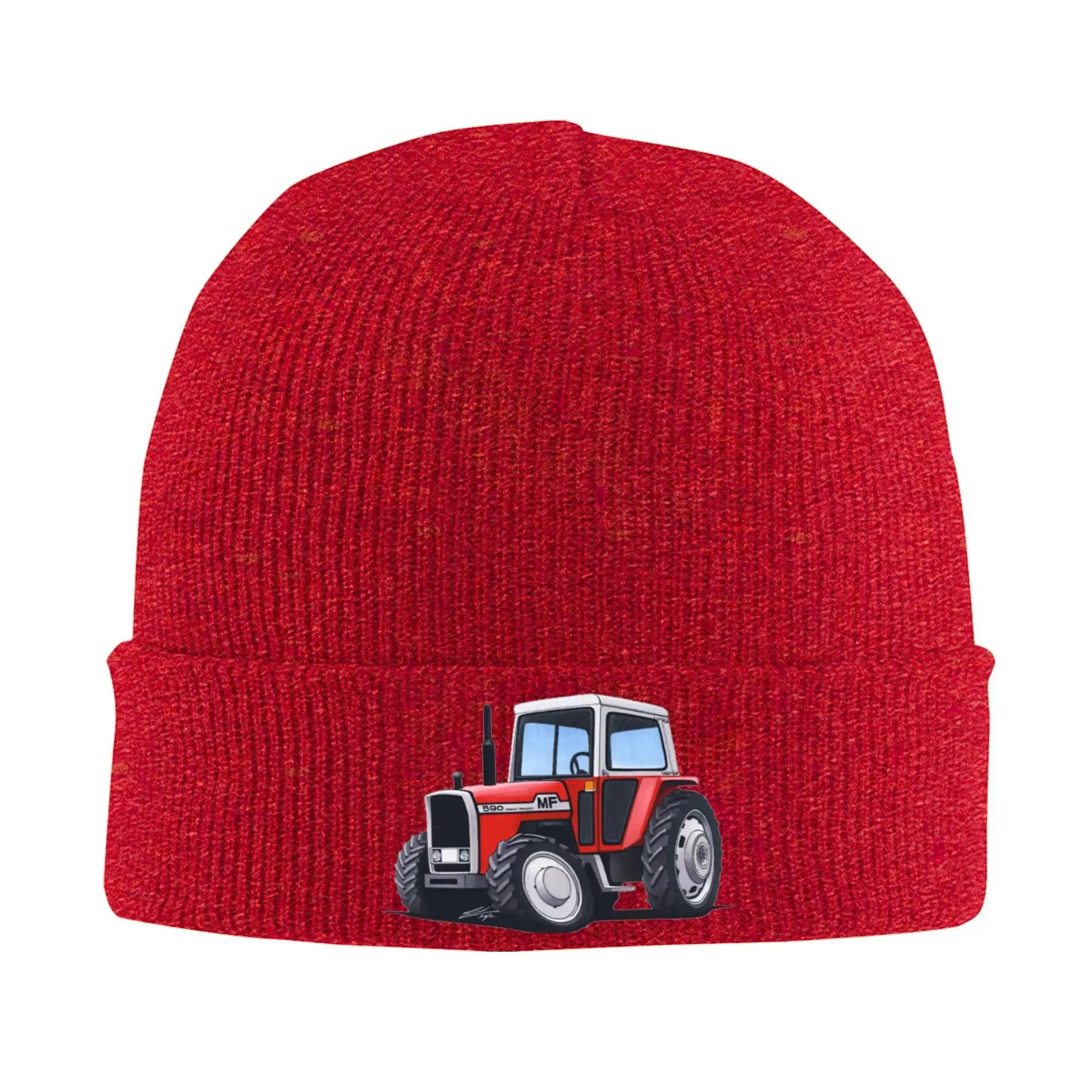 

Custom Tractor Tractors MF Bonnet Hats Fashion Knitted Hat For Women Unisex Warm Winter Skullies Beanies Caps One Size