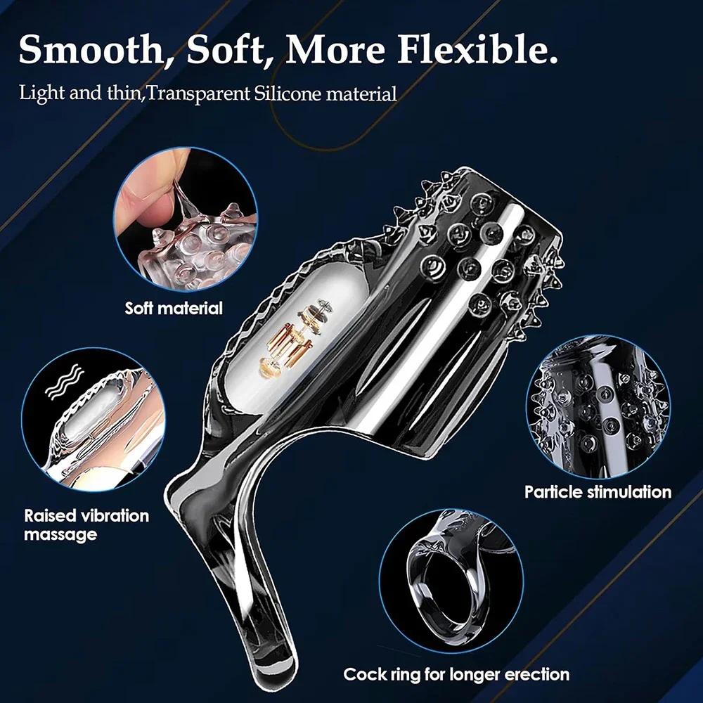 Penis Sleeve Extensions Condom Male Enlargement Delay Vibrators Clits Massager Cock Ring Vibrating Penis Cover Sex Toys For Men