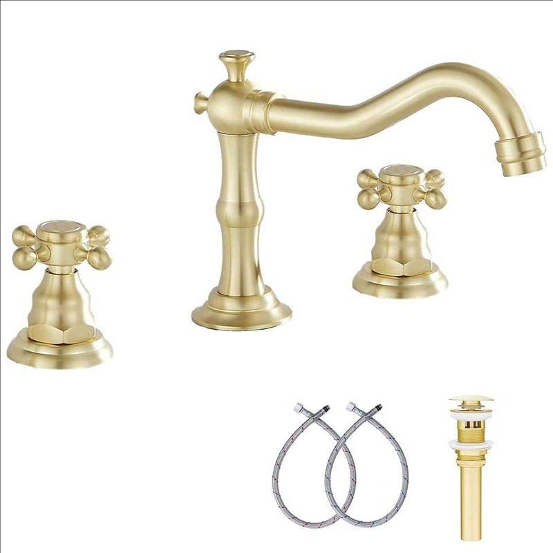 Gold Chrome Solid Brass Bathroom Basin Faucet Mixers Taps Antique Black Kitchen Sink Faucet Dual Handles 3 Holes Bathtub Faucet