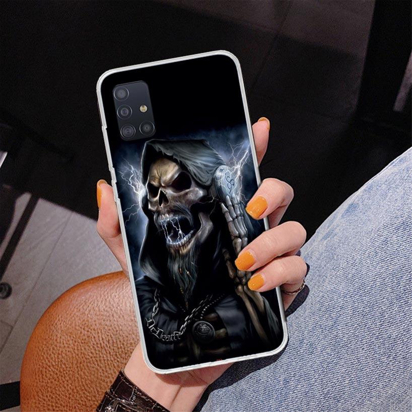 Reaper Skull Skeleton Gun Phone Case For Samsung Galaxy A52 A32 A22 A12 A51 A31 A50S A30S A20S A10S Note 20 Ultra 10 Plus S10 A7