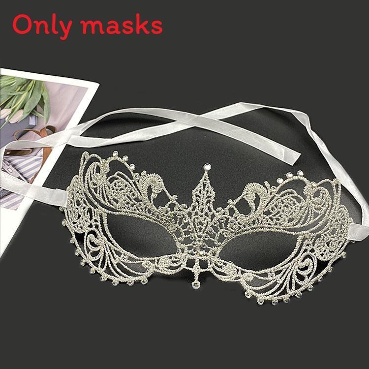 Party Hollow Costume Lace Mask With Water Diamond Decoration For Halloween