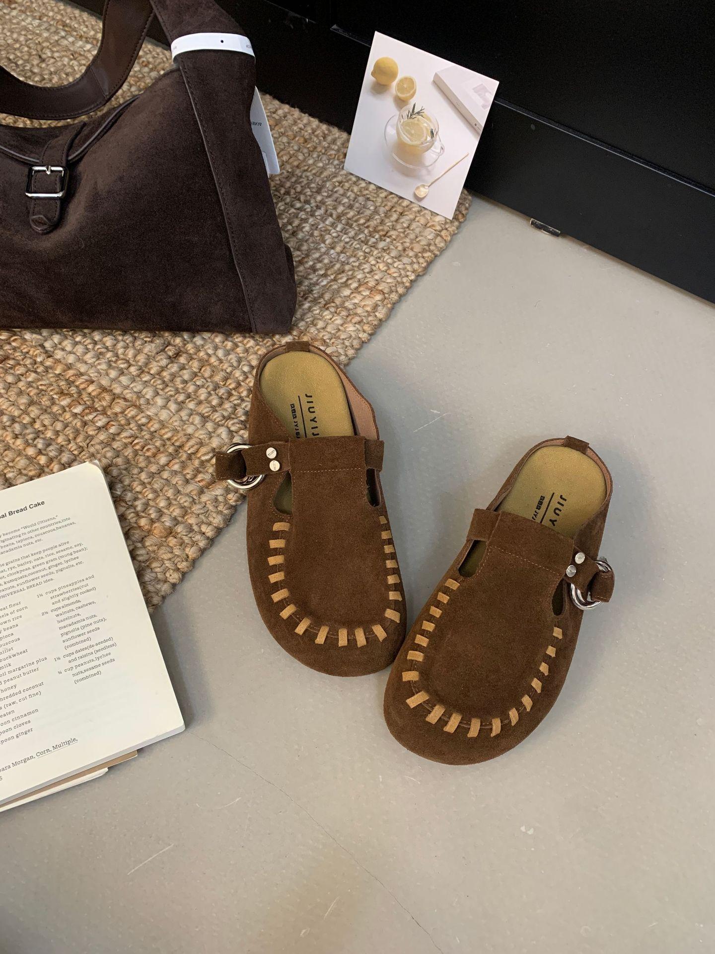 

Retro Mori thick-soled bag head half slippers, women wear a lazy bag head half slippers in early autumn 39