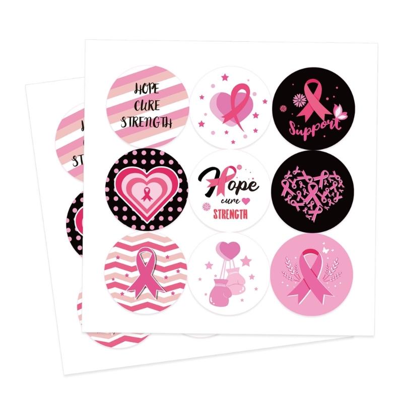 Pink Ribbon Awareness Sticker Decorative Sticker Breasts Cancer Awareness Labels for Event Gift Letter Package Sealing