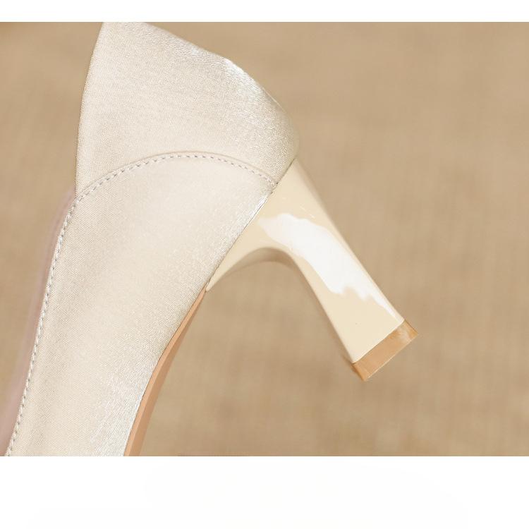 Französisch spitz hochzeit schuhe starke ferse braut schuhe frauen nische neue perle high heels brautjungfer schuhe der einzelnen schuhe