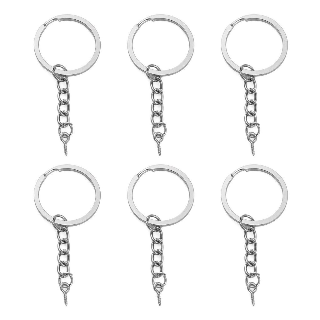 10 Stück Eisen Flacher Ring Schlüsselanhänger Hängende Schafaugenkette Schnallen Verbinder für DIY Schmuckherstellung