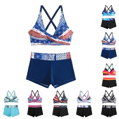 Women's Split Fashion Sexy Bikini Print With Breast Pad Without Steel Bracket Swimsuit