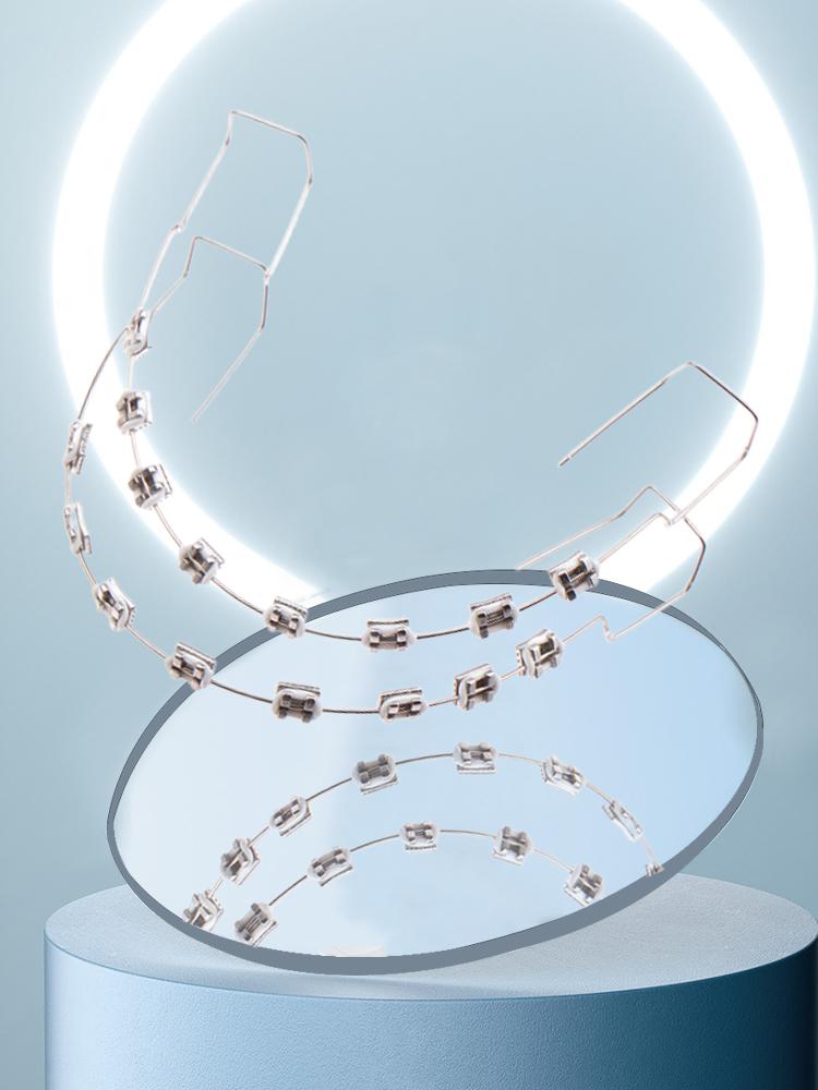 1 Pair Dental Fake Braces with Storage Box Temporary Tooth Decoration Metal Wires Bracket Orthodontic Ligature Ties Dental Tool