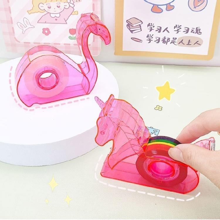 Flamingo Tape Dispenser Packaging Tape Cutter Cartoon Animal Tape Cutting Tool Desktop Tape Holder for Student
