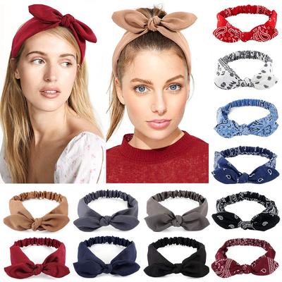 Damenmode Elastisches Geknotetes Schleifen-Kopfband Kopfumwicklung Hasenohren Haarband Turban