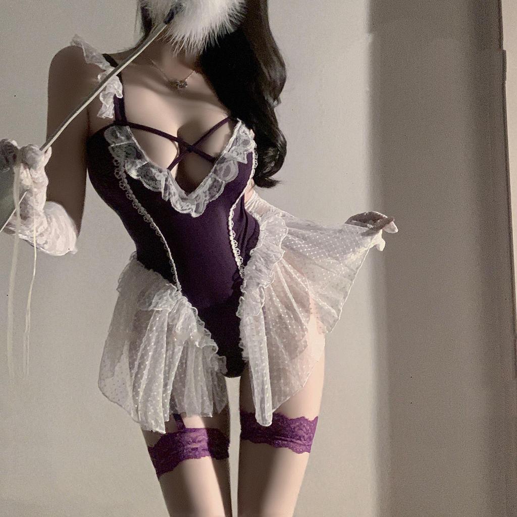 Rotes Begierde Leder Cosplay Bondage Dienstmädchen Outfit - SM Dominanz Dessous für Damen