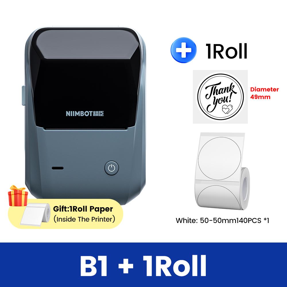 Niimbot B1 Wireless Label Maker White Color Transparent Clear Round Adhesive Sticker Business Bluetooth Labeling Printer Paper