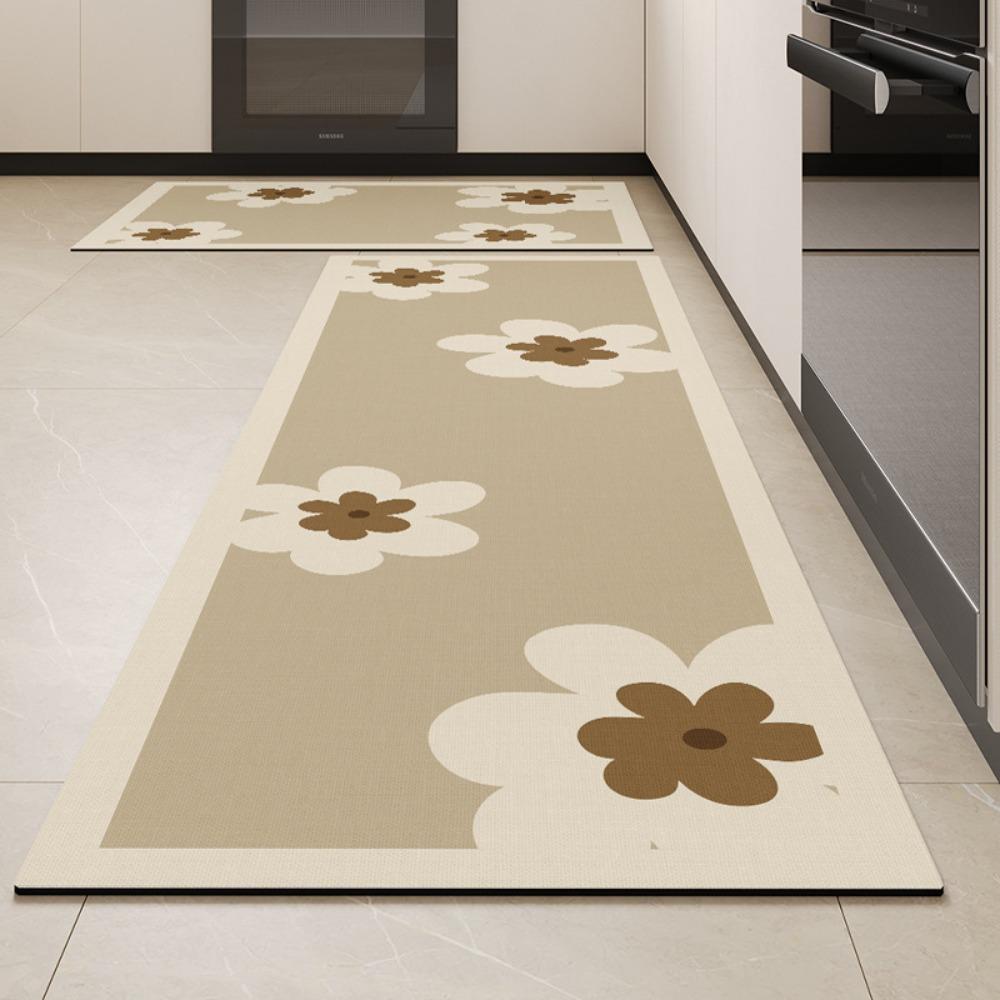 Practical Geometry Pattern Kitchen Floor Mat Extended Absorbent Kitchen Carpet Rectangular Thickened Doormat Corridor