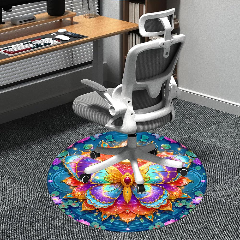 

1pc Butterfly Mandala Artwork Chair Carpet for Office, Soft Flannel Throw Mat, Perfect for Office,Holiday Party Decoration Choice yy251113113 80cm by 80cm