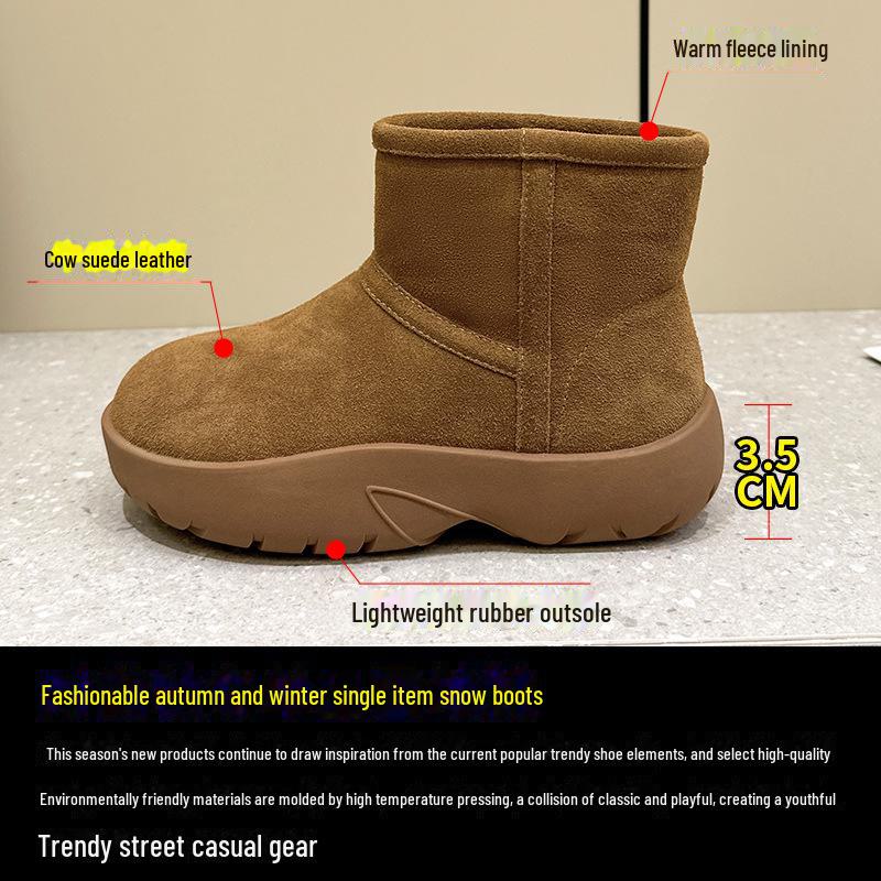 Damen Wasserdichte Echtleder Schneestiefel 2024 - Dicke Sohle & Plüschfutter für den Winter