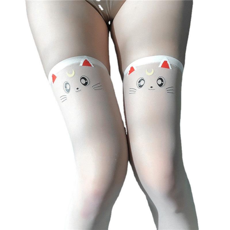 Kawaii cute girl wind Japanese print cartoon stockings black silk two-dimensional animation cos